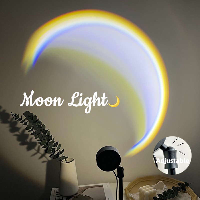 USB Moon & Sunset Lamp – LED Rainbow Neon Projector مصباح القمر والغروب USB - بروجيكتور ليد نيون رينبو