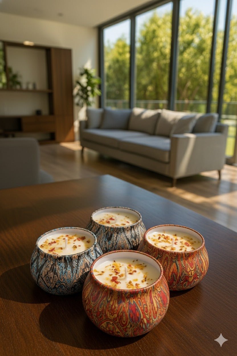 Decorative Floral Scented Tin Candles | شموع معطرة مزينة بالزهور في علب معدنية 🕯️🌸